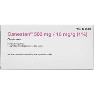 Canesten 500 mg + 10 mg/g 1 pakning Vaginaltabletter og creme