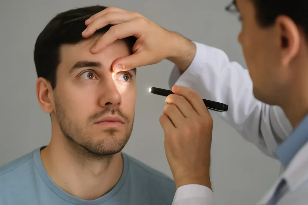 En pupillygte bruges til at måle pupilrefleksen